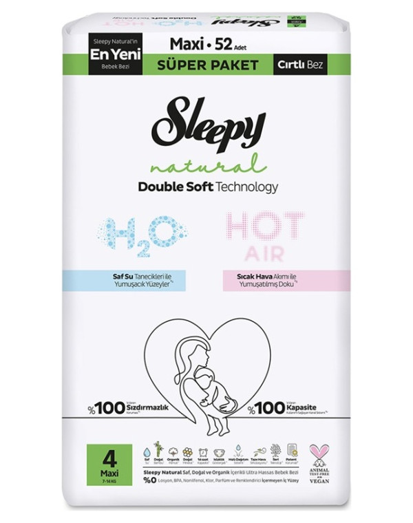 Sleepy Natural Double Soft 4 No 7-14 Kg 52'li