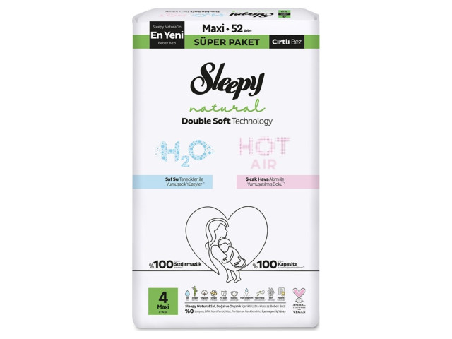 Sleepy Natural Double Soft 4 No 7-14 Kg 52'li