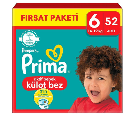 Prima Külot Bebek Bezi 6 Numara 52 Adet Fırsat Paketi