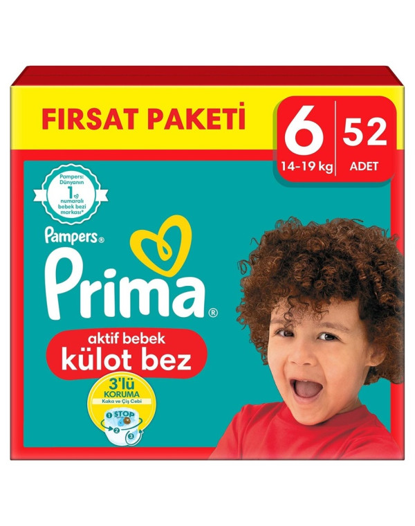 Prima Külot Bebek Bezi 6 Numara 52 Adet Fırsat Paketi