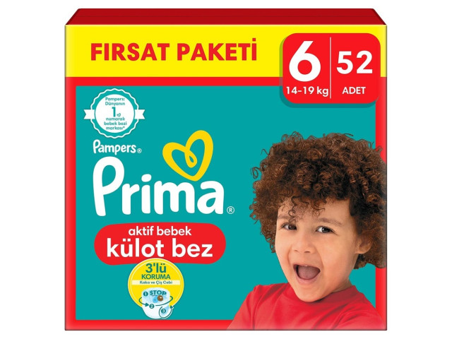 Prima Külot Bebek Bezi 6 Numara 52 Adet Fırsat Paketi