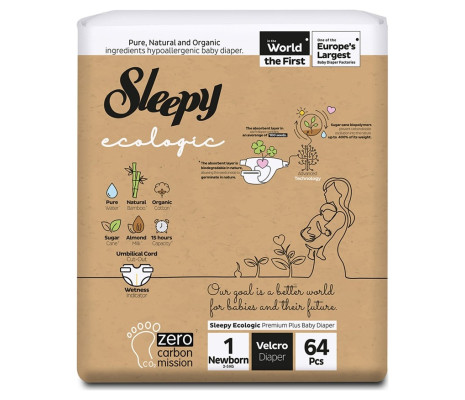 Sleepy Ecologıc Bebek Bezı 1 Beden Yenıdogan 2-5 Kg 64'Lu