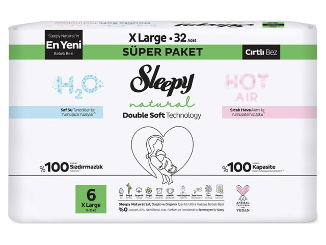 Sleepy Natural Double Soft 6 No 15-25 Kg 32'li