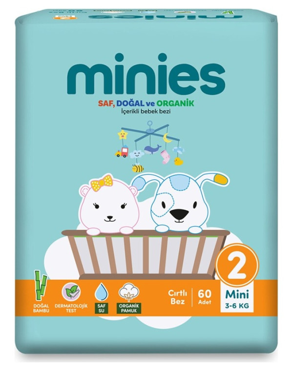 Minies Bebek Bezi Mini 2 Beden 3-6 Kg 60 Adet