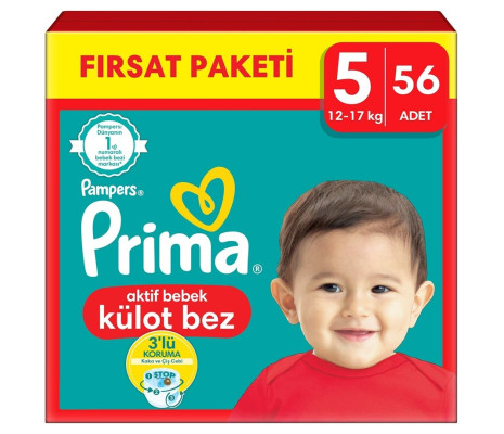 Prima Külot Bebek Bezi 5 Beden 56 Adet Junior Fırsat Paketi