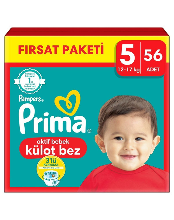 Prima Külot Bebek Bezi 5 Beden 56 Adet Junior Fırsat Paketi