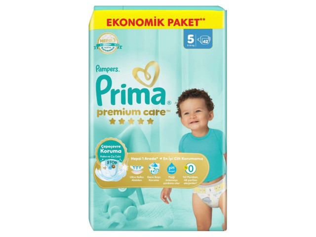 Prima Premium Care Bebek Bezi Ekonomik Paket 5 Beden 11-16 Kg 42 Adet