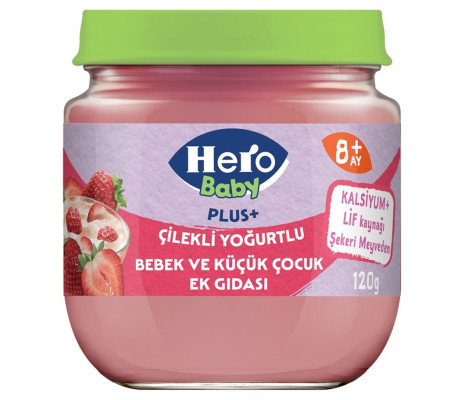 Hero Baby Plus+ Çilekli Yoğurtlu Kavanoz Mama 120G
