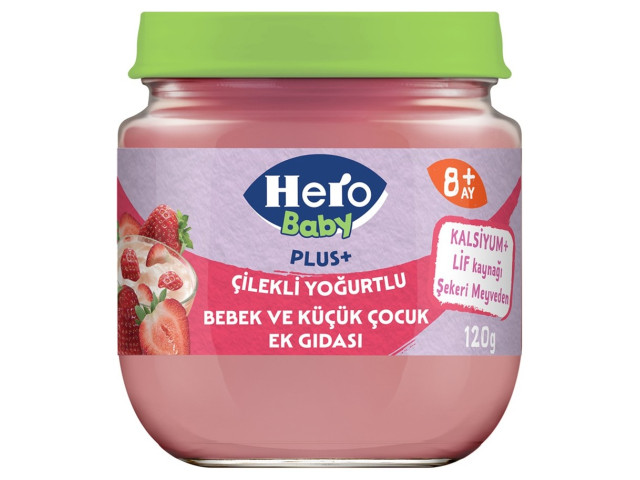 Hero Baby Plus+ Çilekli Yoğurtlu Kavanoz Mama 120G